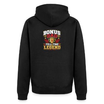 Bonus Dad Vater Familie Lustig Stiefvater Geschenk - Unisex Premium Bio Zip Hoodie - Schwarz - Hinten - Nico (187cm)