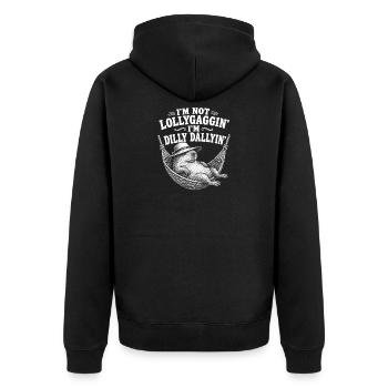 Ich trödele nicht, ich trödele, Capybara! - Unisex Premium Bio Zip Hoodie - Schwarz - Hinten - Nico (187cm)