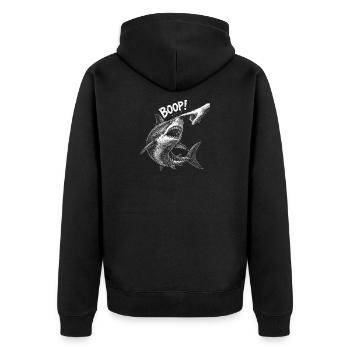 Boop Shark Funny Ocean Marine Biology - Unisex Premium Organic Zip Hoodie - black - Back - Nico (187cm)
