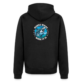 Devine quelle semaine Shark Ocean Humour - Veste à capuche bio Premium Unisexe - noir - Dos - Nico (187cm)