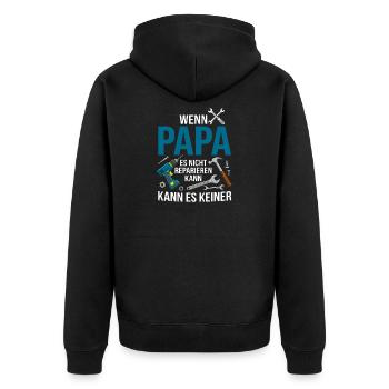 Wenn Papa es nicht reparieren kann Werkzeug - Unisex Premium Bio Zip Hoodie - Schwarz - Hinten - Nico (187cm)
