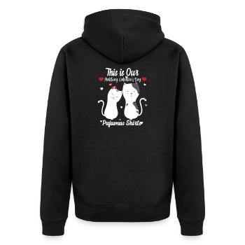 Valentine-Katzen-Pajama-Hemden - Unisex Premium Bio Zip Hoodie - Schwarz - Hinten - Nico (187cm)