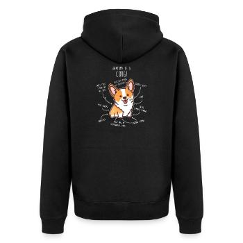 Corgi Dog Anatomy - Unisex Premium Organic Zip Hoodie - black - Back - Nico (187cm)