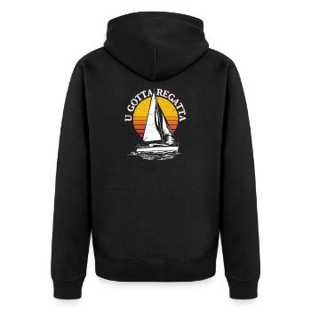 U Gotta Regatta Sailor Sail Captain - Unisex Premium Organic Zip Hoodie - black - Back - Nico (187cm)
