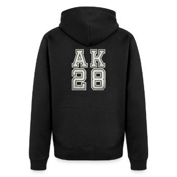 AK28 - Unisex Premium Organic Zip Hoodie - black - Back - Nico (187cm)