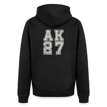 AK 27 - Unisex Premium Organic Zip Hoodie - black - Back - Nico (187cm)