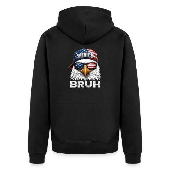 Bruh Patriotic Fourth July Meme Humor - Unisex Premium Bio Zip Hoodie - Schwarz - Hinten - Nico (187cm)