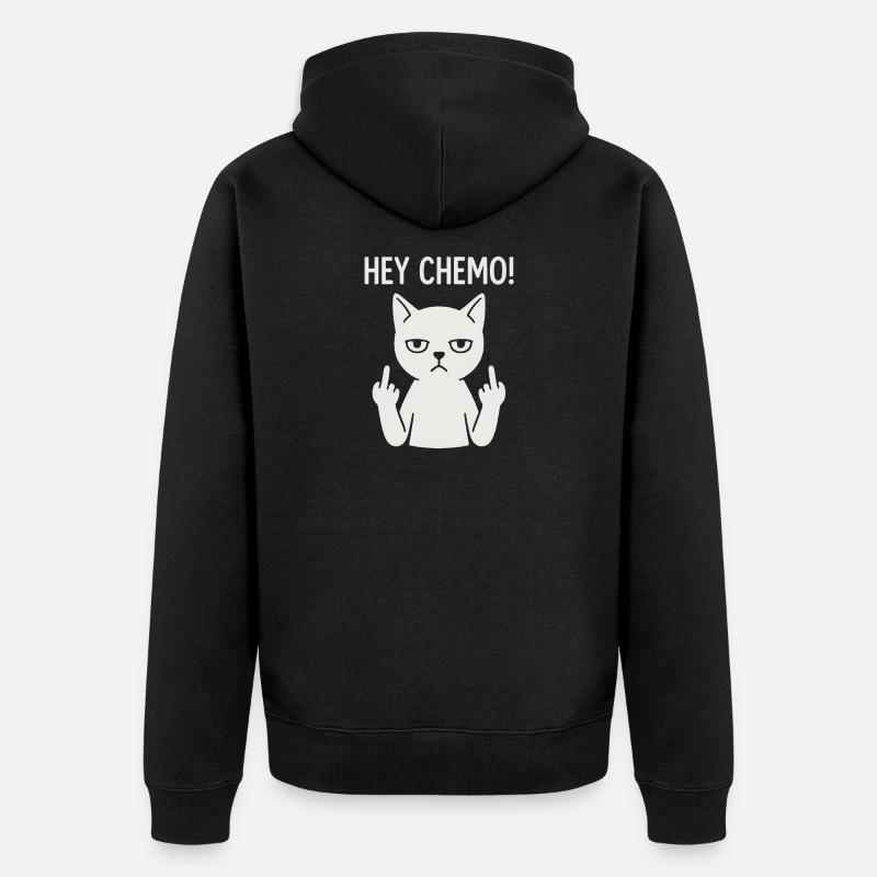 Freche Chemo-Unterstützungskatze - Unisex Premium Bio Zip Hoodie - Schwarz