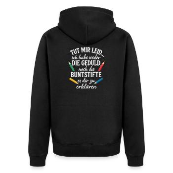 Ich habe weder die Zeit noch die Buntstifte - Unisex Premium Bio Zip Hoodie - Schwarz - Hinten - Nico (187cm)