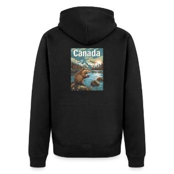 Merveilles naturelles du Canada Paysage au bord du lac avec des castors - Veste à capuche bio Premium Unisexe - noir - Dos - Nico (187cm)