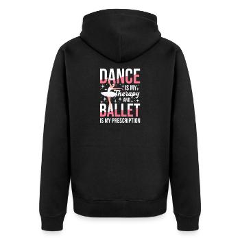 Dancing is my therapy and ballet is mine - Unisex Premium Organic Zip Hoodie - black - Back - Nico (187cm)