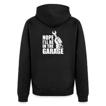 Je serai au garage Amoureux de voitures mec - Veste à capuche bio Premium Unisexe - noir - Dos - Nico (187cm)