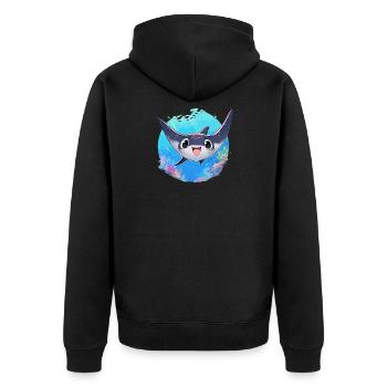 Rochen Mantarochen - Unisex Premium Bio Zip Hoodie - Schwarz - Hinten - Nico (187cm)
