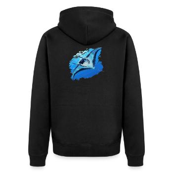 Rochen Mantarochen - Unisex Premium Bio Zip Hoodie - Schwarz - Hinten - Nico (187cm)