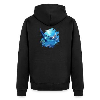 Rochen Mantarochen - Unisex Premium Bio Zip Hoodie - Schwarz - Hinten - Nico (187cm)