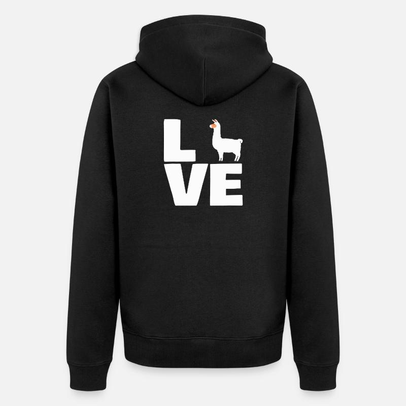 Llama LOVE - Veste à capuche bio Premium Unisexe - noir