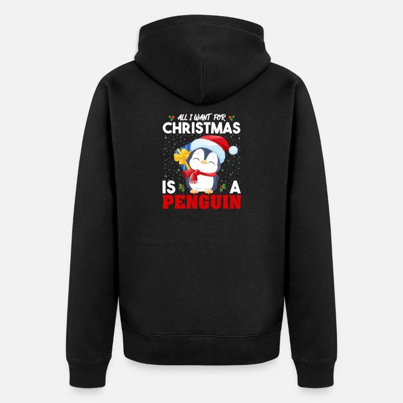 Noël festif du Pingouin - Veste à capuche bio Premium Unisexe - noir