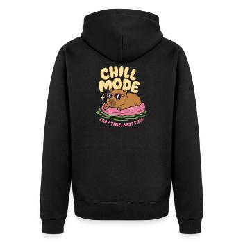 Chill Mode Capybara No Rush - Unisex Premium Organic Zip Hoodie - black - Back - Nico (187cm)