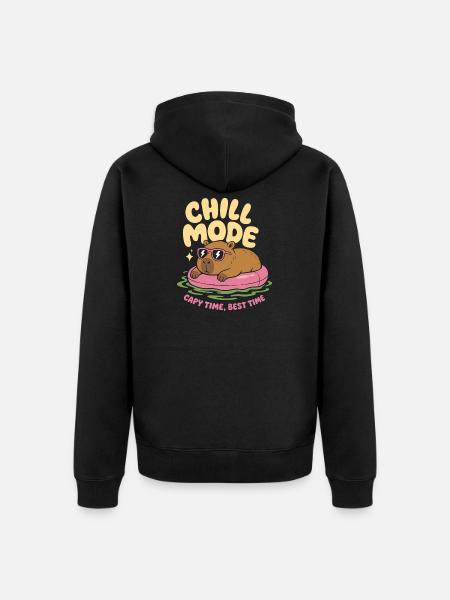 Chill Mode Capybara No Rush - Unisex Premium Organic Zip Hoodie - black