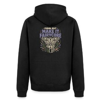 Fairycore Fae Feenwald Pilz Fee Geschenk - Unisex Premium Bio Zip Hoodie - Schwarz - Hinten - Nico (187cm)