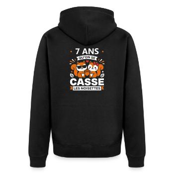 7 Ans Qu’on Se Casse Les Noisettes - Veste à capuche bio Premium Unisexe - noir - Dos - Nico (187cm)
