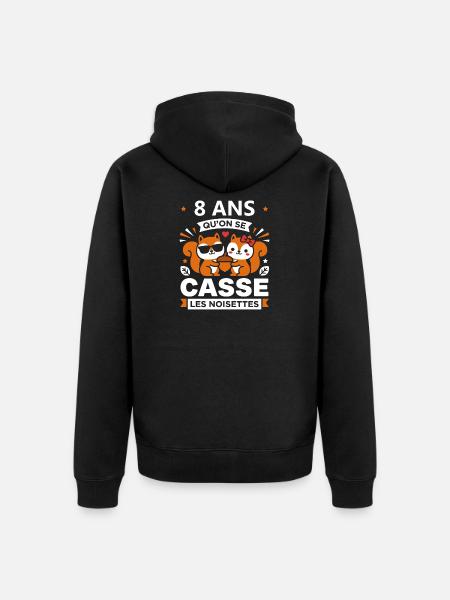 8 ANS Célébration Noisettes - Veste à capuche bio Premium Unisexe - noir