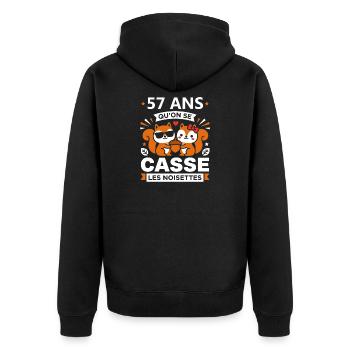 57 Ans Casse les Noisettes - Veste à capuche bio Premium Unisexe - noir - Dos - Nico (187cm)