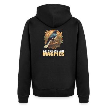Magpies Magpie - Unisex Premium Organic Zip Hoodie - black - Back - Nico (187cm)