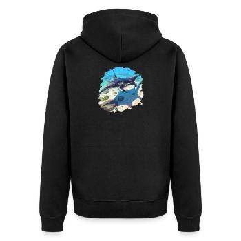 Rochen Mantarochen - Unisex Premium Bio Zip Hoodie - Schwarz - Hinten - Nico (187cm)