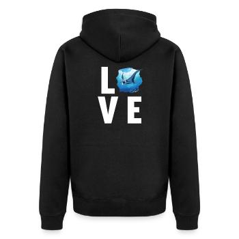 Rochen Mantarochen - Unisex Premium Bio Zip Hoodie - Schwarz - Hinten - Nico (187cm)