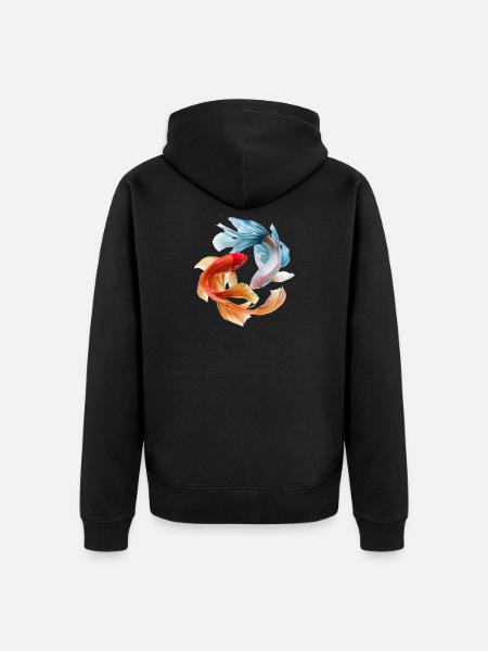 Koi-Farbkreis: Goldfisch-Paar - Unisex Premium Bio Zip Hoodie - Schwarz
