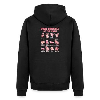 Carte de la faune Kawaii des animaux roses du monde - Veste à capuche bio Premium Unisexe - noir - Dos - Nico (187cm)
