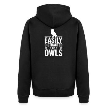 Eulen Sprüche Eule Lustiges Eulen Geschenk - Unisex Premium Bio Zip Hoodie - Schwarz - Hinten - Nico (187cm)