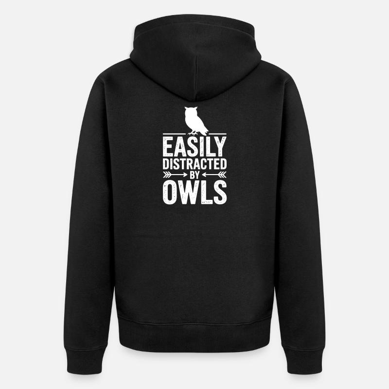 Eulen Sprüche Eule Lustiges Eulen Geschenk - Unisex Premium Bio Zip Hoodie - Schwarz