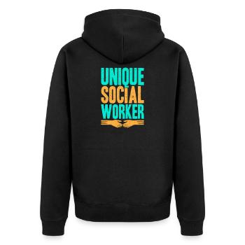 Social Worker Quote Unique Social Work - Unisex Premium Organic Zip Hoodie - black - Back - Nico (187cm)