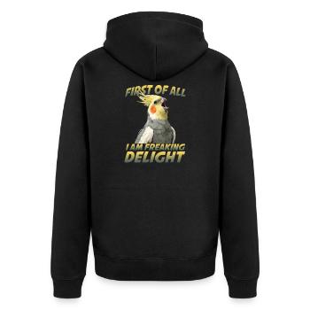Cockatiel Vogel Humor Nymphensittich Papagei Vogel - Unisex Premium Bio Zip Hoodie - Schwarz - Hinten - Nico (187cm)