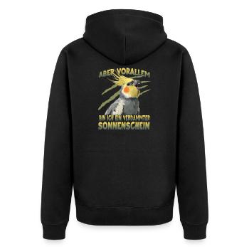Australischer Nymphensittich Cockatiel Vogelhalter - Unisex Premium Bio Zip Hoodie - Schwarz - Hinten - Nico (187cm)