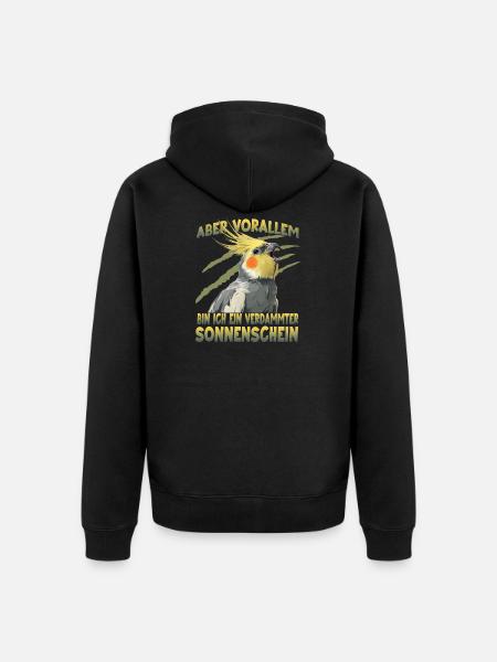 Australischer Nymphensittich Cockatiel Vogelhalter - Unisex Premium Bio Zip Hoodie - Schwarz