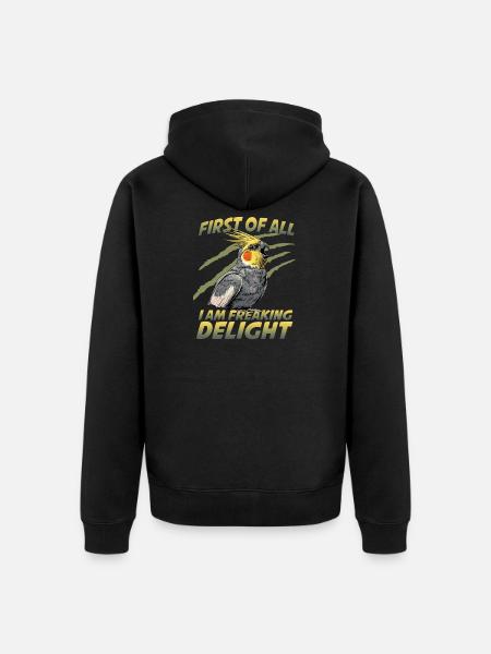 Perroquet oiseau calopsitte Nymphicus hollandicus - Veste à capuche bio Premium Unisexe - noir