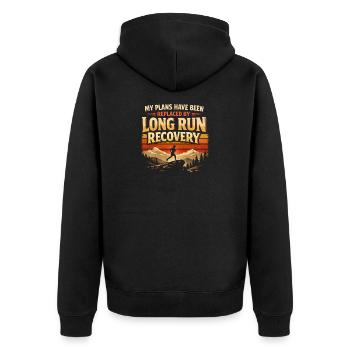 Plans cancelled | Long Run Recovery - Unisex Premium Organic Zip Hoodie - black - Back - Nico (187cm)