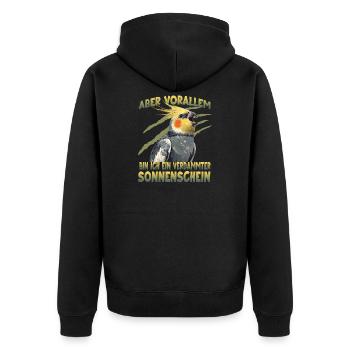Nymphensittich Vogelhalter exotischer Papagei - Unisex Premium Bio Zip Hoodie - Schwarz - Hinten - Nico (187cm)