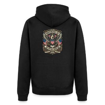 Independence Day Eagle with Flags - Unisex Premium Organic Zip Hoodie - black - Back - Nico (187cm)