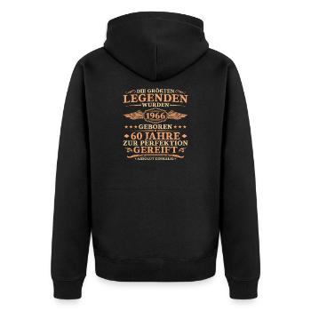 Größte Legenden 1966 geboren – 60. Geburtstag - Unisex Premium Bio Zip Hoodie - Schwarz - Hinten - Nico (187cm)
