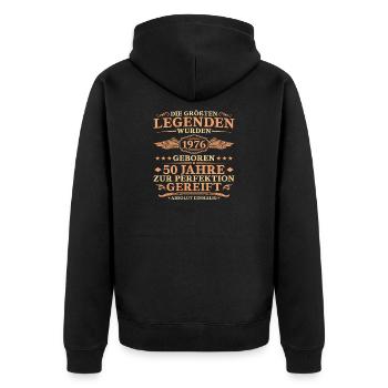 Größte Legenden 1976 geboren – 50. Geburtstag - Unisex Premium Bio Zip Hoodie - Schwarz - Hinten - Nico (187cm)