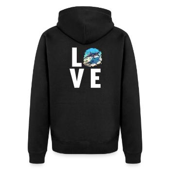 Rays Manta Rays - Unisex Premium Organic Zip Hoodie - black - Back - Nico (187cm)