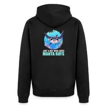 Rays Manta Rays - Unisex Premium Organic Zip Hoodie - black - Back - Nico (187cm)
