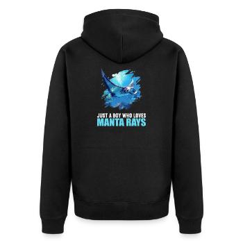 Rays Manta Rays - Unisex Premium Organic Zip Hoodie - black - Back - Nico (187cm)