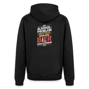 Bier Spruch Alkohol Problem Männerabend JGA Herren - Unisex Premium Bio Zip Hoodie - Schwarz - Hinten - Nico (187cm)