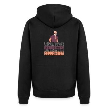 Sexy Grandpa Lustiger Opa Spruch Großvater - Unisex Premium Bio Zip Hoodie - Schwarz - Hinten - Nico (187cm)