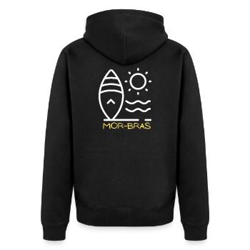 Mor Bras - Unisex Premium Organic Zip Hoodie - black - Back - Nico (187cm)
